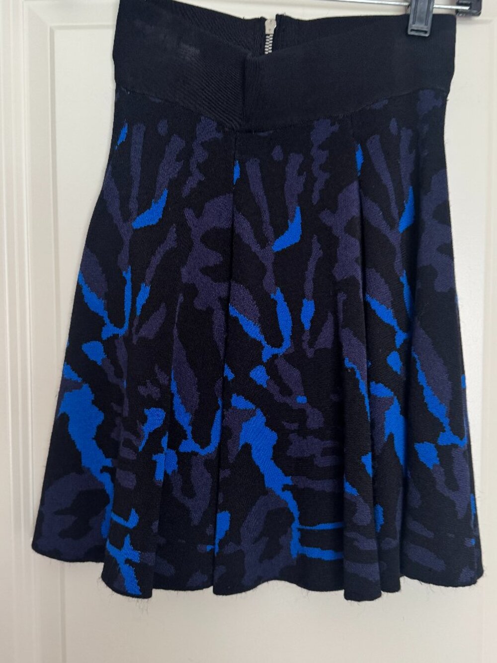 Torn by Ronny Kobo Navy Camouflage Print Pleated Mini Skirt XS